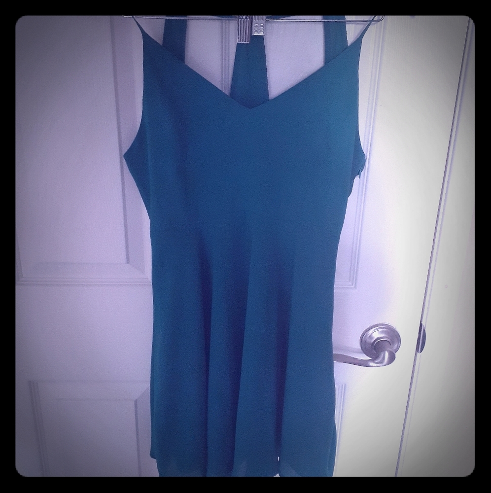 jade green backless dress.